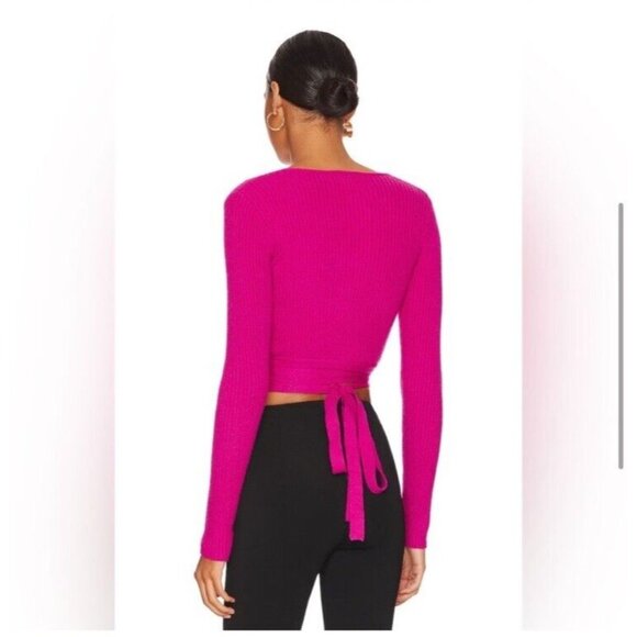 SNDYS Prima Knit Top Fuchsia Pink Waist Tie - Picture 3 of 8